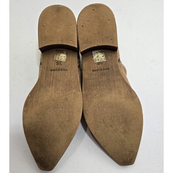 FREE PEOPLE Brixton Ankle Boot Washed Tan Leather Pull On Western Bootie Size 36 - Picture 7 of 9